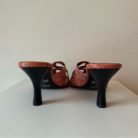Franco Sarto // Snakeskin Pattern Salmon Crisscross Slide Heels Size 7 - Picture 6 of 6